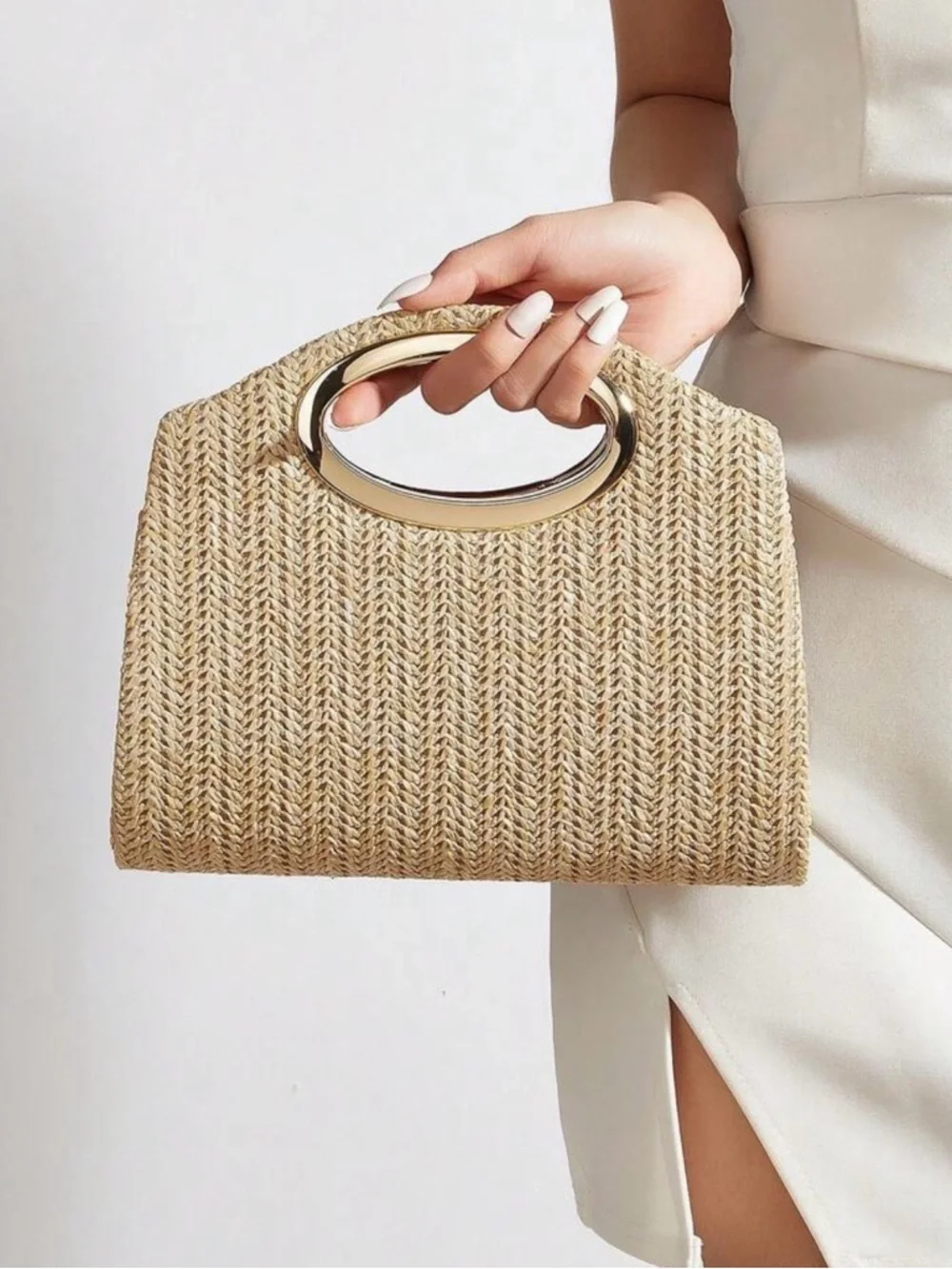 NEW Clutch Handbag with Gold Handle and Chain Strap - Picture 2 of 9